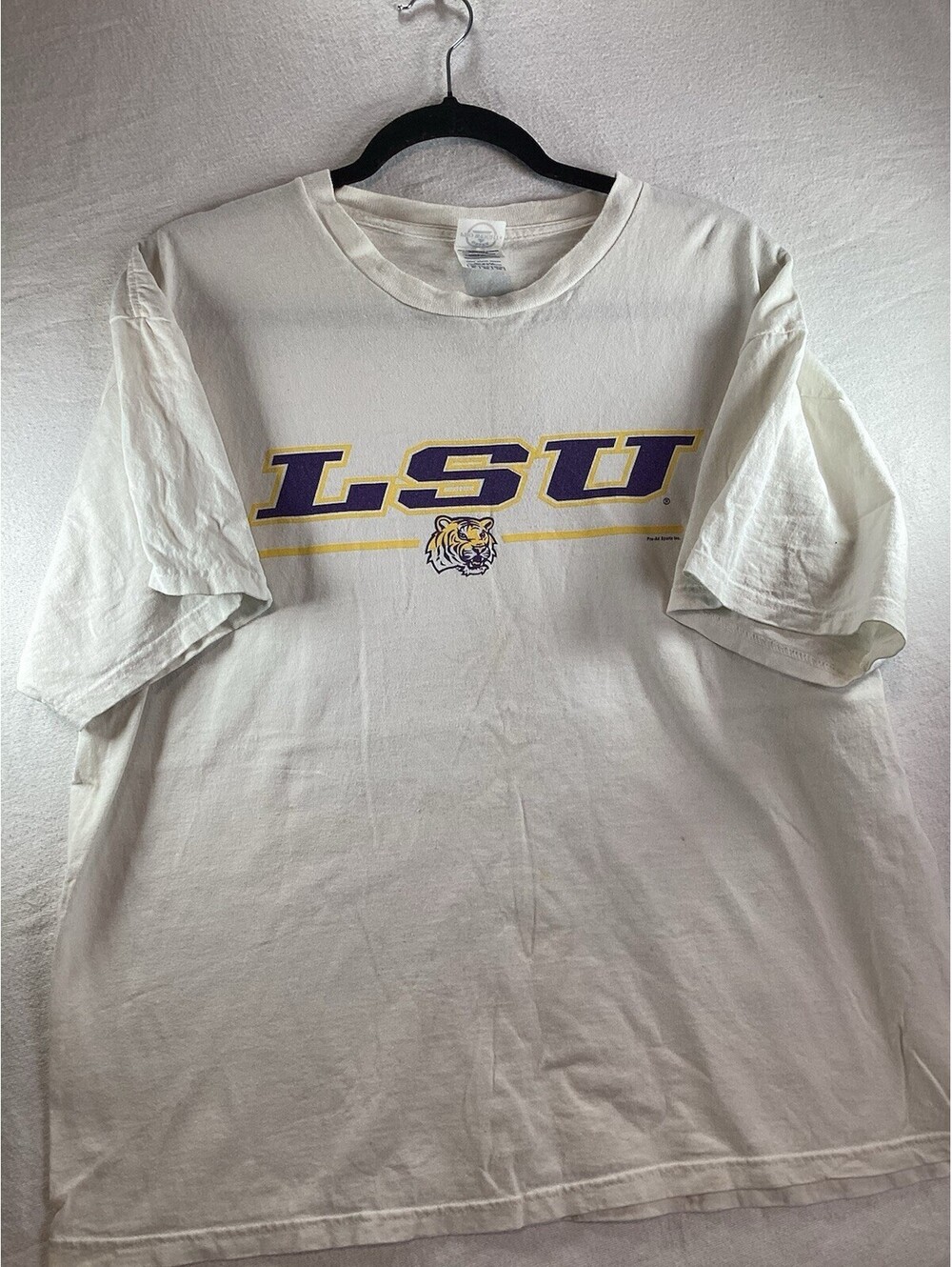 Delta Shirt Mens XL White LSU Tigers Logo Graphic Crew Neck Preshrunk Cotton